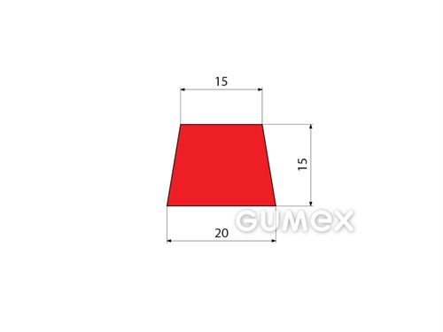 Pryžový profil tvaru "lichoběžník", 15x20/15mm, 75°ShA, NR-SBR, -40°C/+80°C, červený